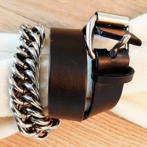 Alexander Wang Leather and Chain Bracelet